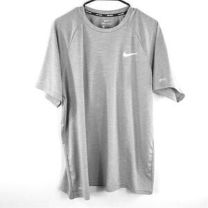Nike Swim Dri Fit XL Gray Athletic Short Sleeve Shirt UPF Performance Tee Sport